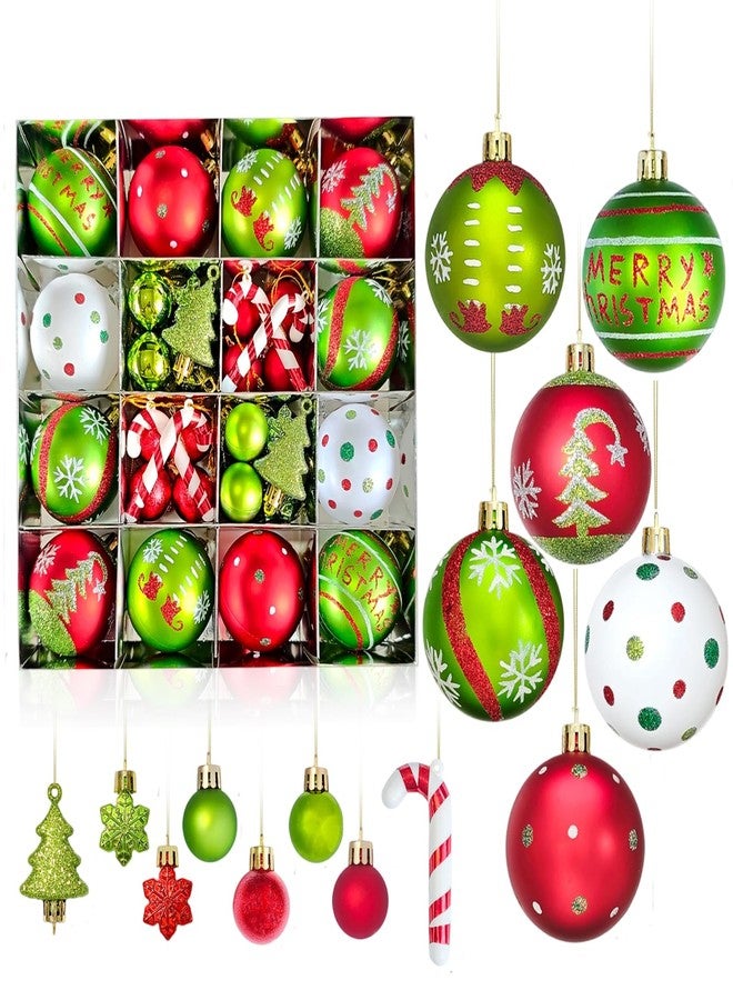 Deritec Christmas Ball Ornaments Glittering Christmas Tree Ball 46pcs Shatterproof Christmas Hanging Balls Decorations Elf Balls Red and Green Snowflake Candy Cane for Christmas Party Wedding Home Decor - Image 1